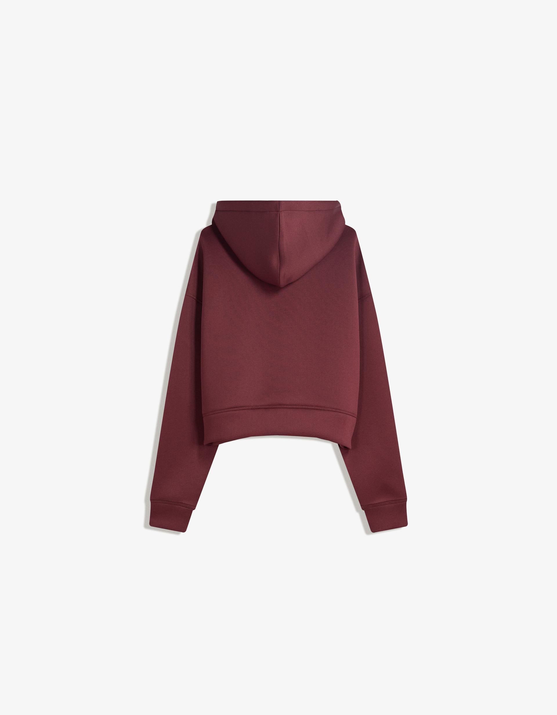 Sentetik kauçuk kumaş görünümlü oversize fermuarlı sweatshirt