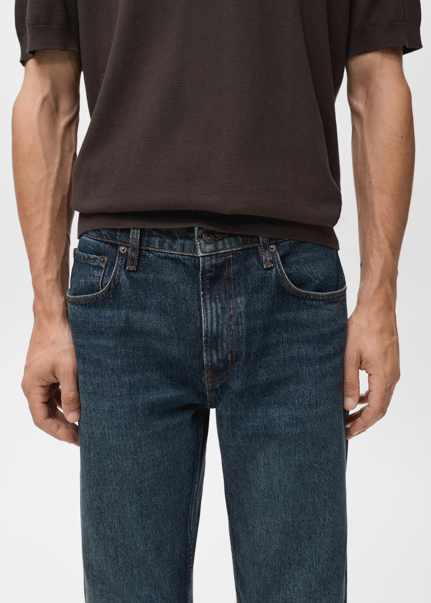 Düz Kesim Koyu Yıkama Jean Pantolon